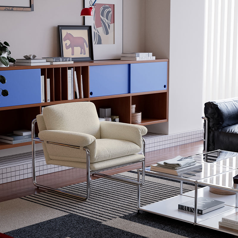 Modern Retro Lounge Armchair with Chrome Frame