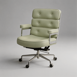 Sillón ejecutivo Robin – Cuero auténtico, estilo moderno de mediados de siglo, base de aluminio