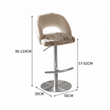 Italian Minimalist Upholstered Bar Stool, Adjustable Swivel Stainless Steel Island Chair