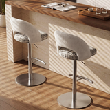 Italian Minimalist Upholstered Bar Stool, Adjustable Swivel Stainless Steel Island Chair