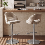 Italian Minimalist Upholstered Bar Stool, Adjustable Swivel Stainless Steel Island Chair