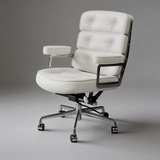 Sillón ejecutivo Robin – Cuero auténtico, estilo moderno de mediados de siglo, base de aluminio