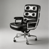 Sillón ejecutivo Robin – Cuero auténtico, estilo moderno de mediados de siglo, base de aluminio