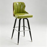 Swivel Bar Stool – Oil-Wax Leather, Metal Frame & Solid Wood Panels