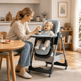 Adjustable High Chair for Babies and Toddlers with Safety Harness and Storage Basket - StoolTopia