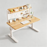 Adjustable Kids Study Desk with Bookshelf – Natural Wood Finish - StoolTopia
