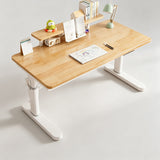 Adjustable Kids Study Desk with Bookshelf – Natural Wood Finish - StoolTopia
