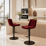 Adjustable Swivel Bar Stool - Velvet Counter Height Chair with Backrest - StoolTopia