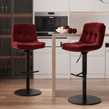 Adjustable Swivel Bar Stool - Velvet Counter Height Chair with Backrest - StoolTopia