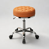 Adjustable Swivel Salon Stool - Leather Seat with 360° Rotation & Wheels - StoolTopia