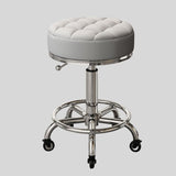 Adjustable Swivel Salon Stool - Leather Seat with 360° Rotation & Wheels - StoolTopia