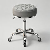 Adjustable Swivel Salon Stool - Leather Seat with 360° Rotation & Wheels - StoolTopia