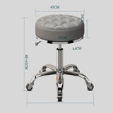 Adjustable Swivel Salon Stool - Leather Seat with 360° Rotation & Wheels - StoolTopia