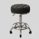 Adjustable Swivel Salon Stool - Leather Seat with 360° Rotation & Wheels - StoolTopia