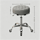 Adjustable Swivel Salon Stool - Leather Seat with 360° Rotation & Wheels - StoolTopia