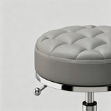 Adjustable Swivel Salon Stool - Leather Seat with 360° Rotation & Wheels - StoolTopia