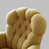 American Vintage Tufted Accent Armchair, Solid Wood Legs - StoolTopia