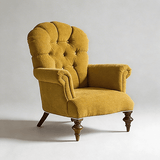 American Vintage Tufted Accent Armchair, Solid Wood Legs - StoolTopia