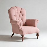 American Vintage Tufted Accent Armchair, Solid Wood Legs - StoolTopia