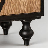 Artistic Black & Natural Wood Leaf Relief Cabinet - StoolTopia