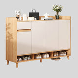 Modern Nordic Shoe Cabinet with Drawer and Open Storage – 3-Door Entryway Shoe Organizer with Elevated Legs