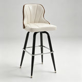 Swivel Bar Stool – Oil-Wax Leather, Metal Frame & Solid Wood Panels