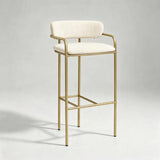 Upholstered Bar Stool with Gold Metal Frame - Velvet or Leather High Chair