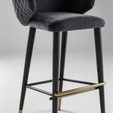 Black Bar Counter Stool Home Casual Cafe Furniture Stainless Steel Base Metal Custom High Bar Chairs leather Modern Bar Stools - StoolTopia