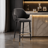 Black Bar Counter Stool Home Casual Cafe Furniture Stainless Steel Base Metal Custom High Bar Chairs leather Modern Bar Stools - StoolTopia