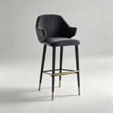 Black Bar Counter Stool Home Casual Cafe Furniture Stainless Steel Base Metal Custom High Bar Chairs leather Modern Bar Stools - StoolTopia
