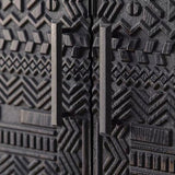 Black Carved Wood TV Cabinet with Storage Drawers - StoolTopia