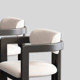 Black Frame Dining Chair with Plush Beige Upholstery and Contemporary Design - StoolTopia