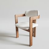 Natural Frame Dining Chair with Plush Beige Upholstery and Contemporary Design - StoolTopia