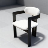 Black Frame Dining Chair with Plush Beige Upholstery and Contemporary Design - StoolTopia