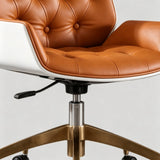 Button-Tufted Leather Swivel Office Chair – Chrome Base, 360° Rotation - StoolTopia