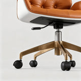 Button-Tufted Leather Swivel Office Chair – Chrome Base, 360° Rotation - StoolTopia