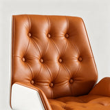 Button-Tufted Leather Swivel Office Chair – Chrome Base, 360° Rotation - StoolTopia