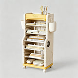 Children’s Multi-Tier Rolling Bookshelf – Cute Cartoon Storage Rack with Adjustable Shelves & Side Pockets - StoolTopia