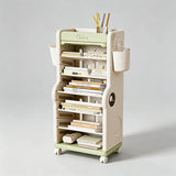 Children’s Multi-Tier Rolling Bookshelf – Cute Cartoon Storage Rack with Adjustable Shelves & Side Pockets - StoolTopia