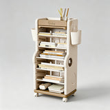Children’s Multi-Tier Rolling Bookshelf – Cute Cartoon Storage Rack with Adjustable Shelves & Side Pockets - StoolTopia