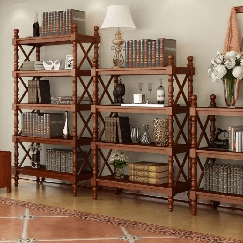 Solid Wood Bookshelf with Elegant Spindle Detailing – StoolTopia