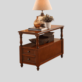 Classic Wood Side Table with Drawers and Wheels - StoolTopia