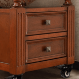 Classic Wood Side Table with Drawers and Wheels - StoolTopia