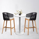 Coastal Bar Chair - White Ash Wood with PE Rattan Seat for Indoor & Outdoor - StoolTopia