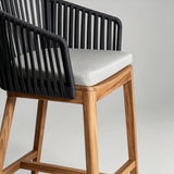 Coastal Bar Chair - White Ash Wood with PE Rattan Seat for Indoor & Outdoor - StoolTopia
