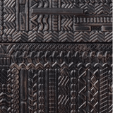 Compact Carved Black Cabinet – 3 Drawers - StoolTopia