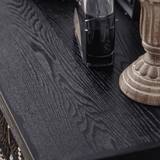 Compact Carved Black Cabinet – 3 Drawers - StoolTopia