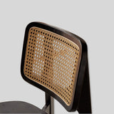 Contemporary Rattan and Wood Dining Chair - Elegant Black Finish - StoolTopia