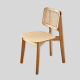 Contemporary Rattan and Wood Dining Chair - Elegant Black Finish - StoolTopia