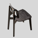 Contemporary Rattan and Wood Dining Chair - Elegant Black Finish - StoolTopia